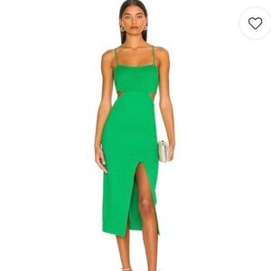 h:ours Green Spaghetti Strap Sheath Midi Dress